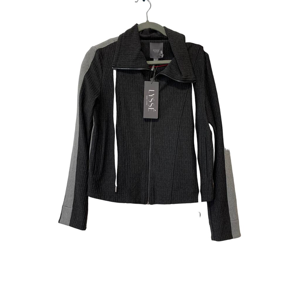 Lysse Webster Track Zipper Charcoal Ponte Jacket w/ Pockets Size Small NWT
